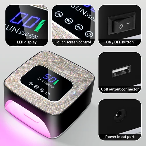 Imagen 2 del producto SUN S50 UV LED secador de uñas recargable 57 cuentas de lámpara LED lámpara de uñas profesional curado de todos los herramientas de lámpara de curado de esmalte de uñas de Gel