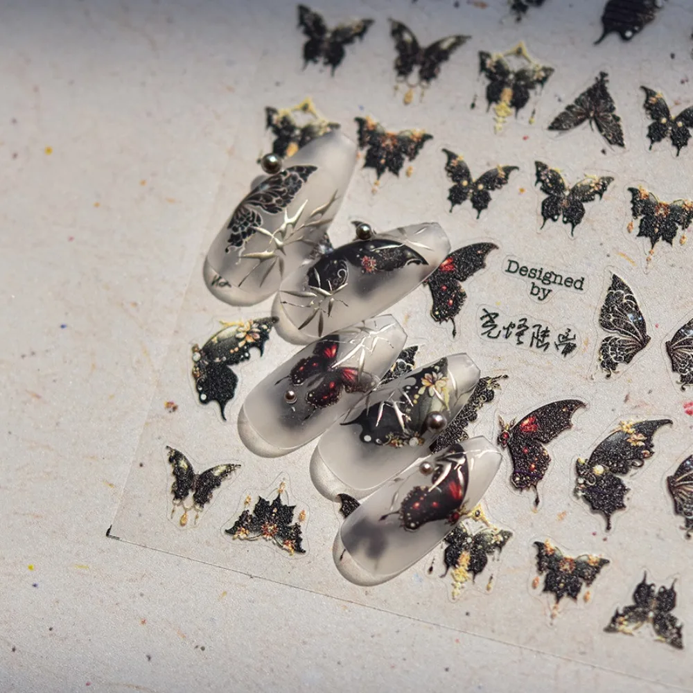 

Butterfly Nail Stickers, Bronzing Nail Art Decals, Love Heart Lace Flower Design Manicure Decorations Tool