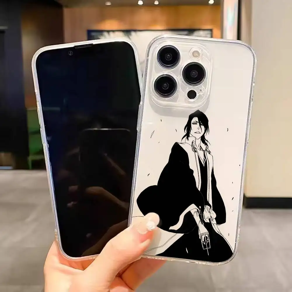 

Kuchiki Byakuya Manga Bleach For iPhone 17 16 15 14 13 12 11 Mini Pro Max Plus Transparent Phone Case Cover