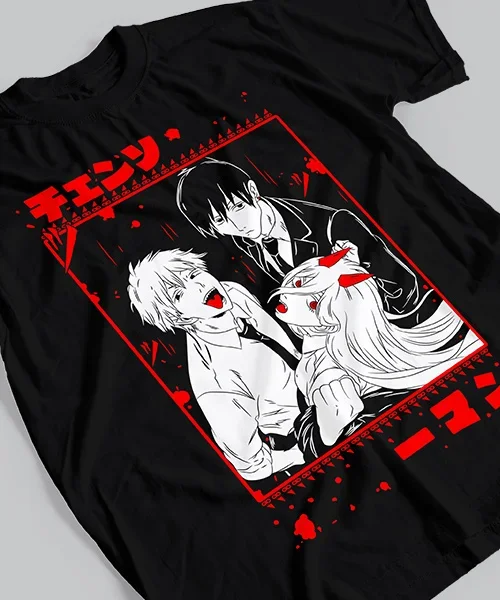 

Camiseta unisex Chainsaw Man Denji Makima y Beam Cotton anime T-shirt