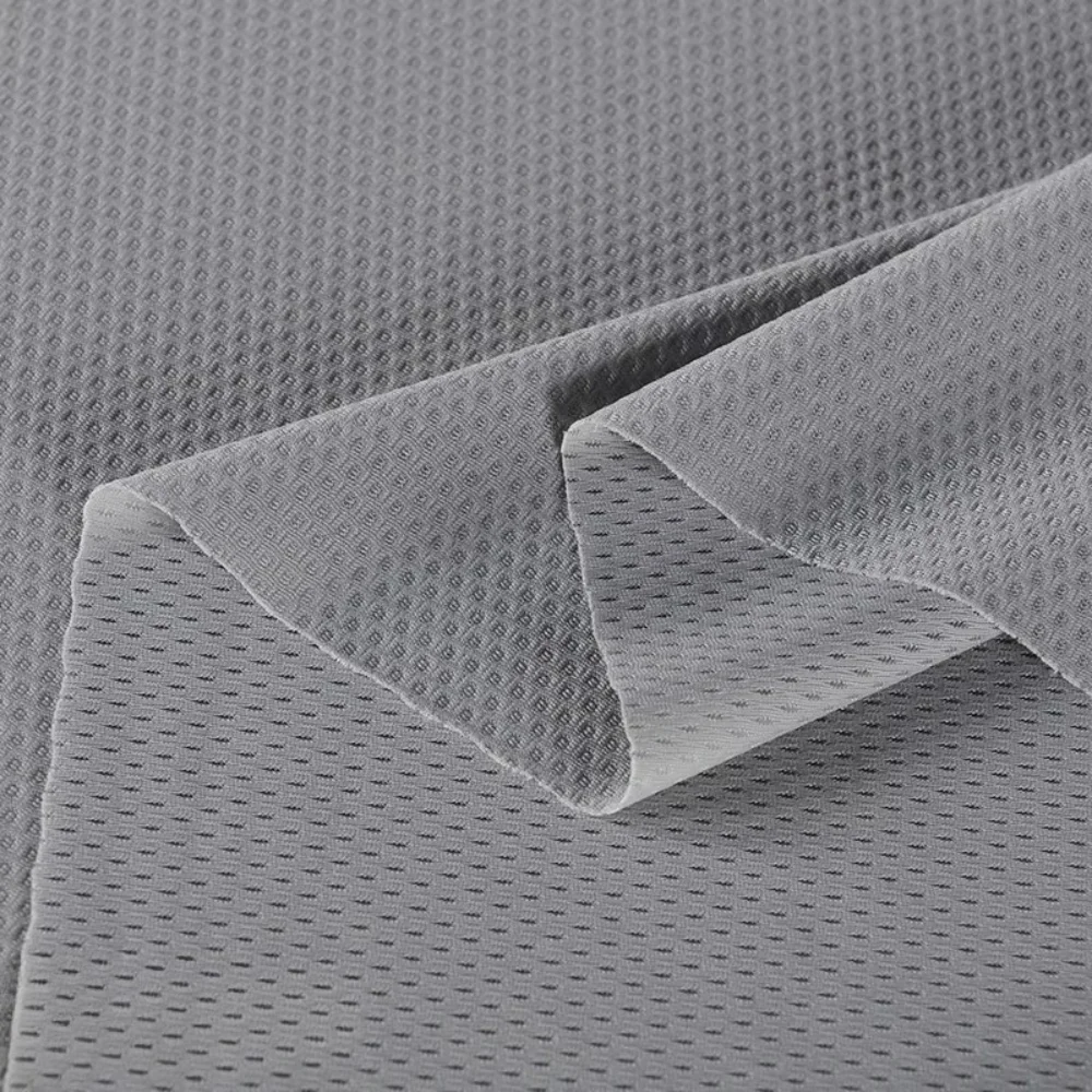 

Серая сетчатая трикотажная ткань с ледяной нитью для быстросохнущей дышащей летней эластичной спортивной одежды, брюк, жилет, одежда, ткань для шитья своими руками