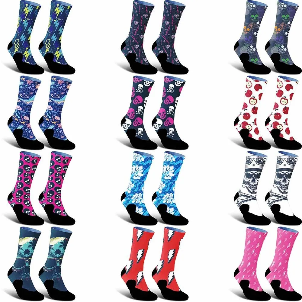 Romantic heart-shaped pattern sports cycling socks, fashionable trend, unisex, sweat absorbing, breathable, durable