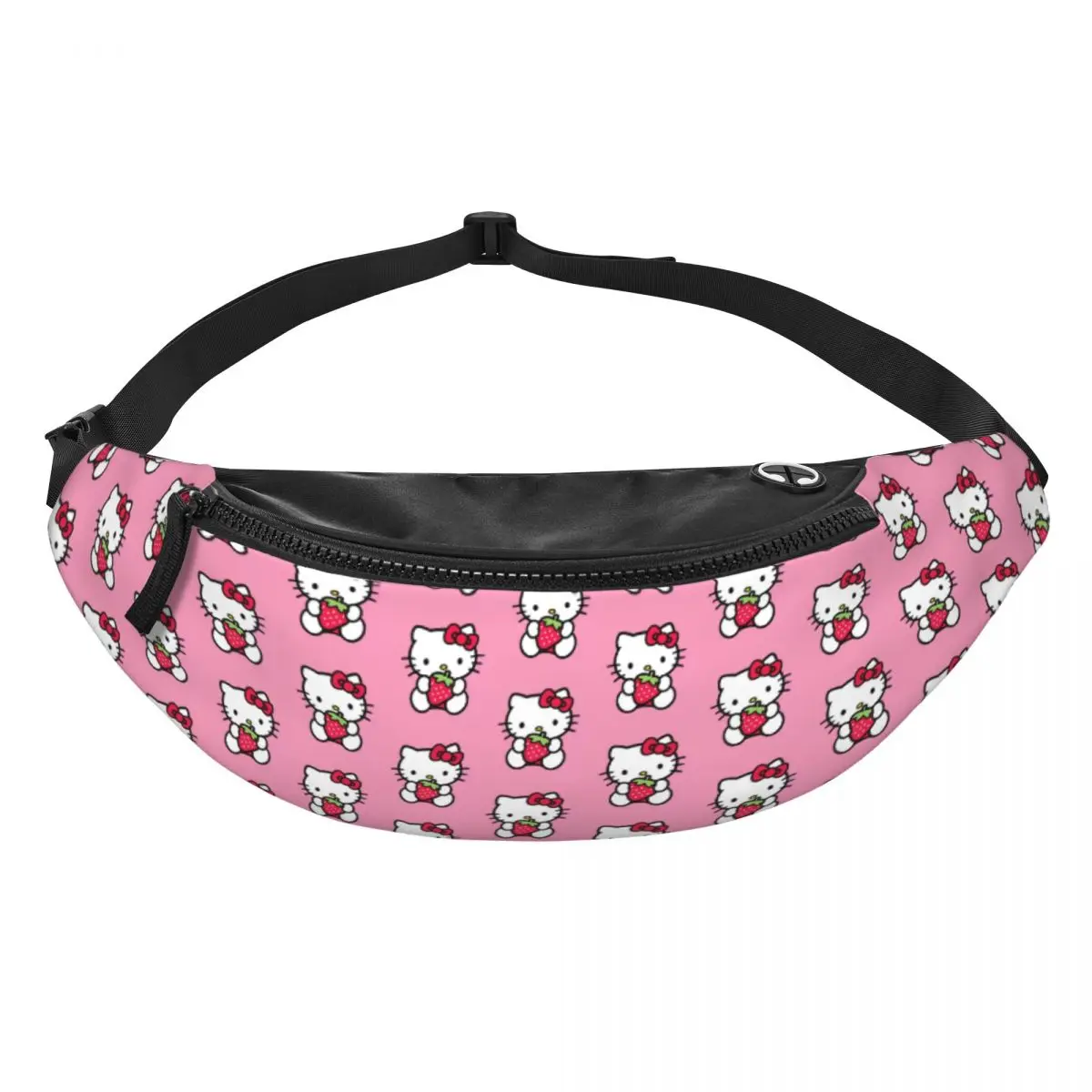 Custom Sanrio Hello Kitty Fanny Pack Men Women Casual Cartoon Crossbody Waist Bag for Travel Cycling Phone Money Pouch