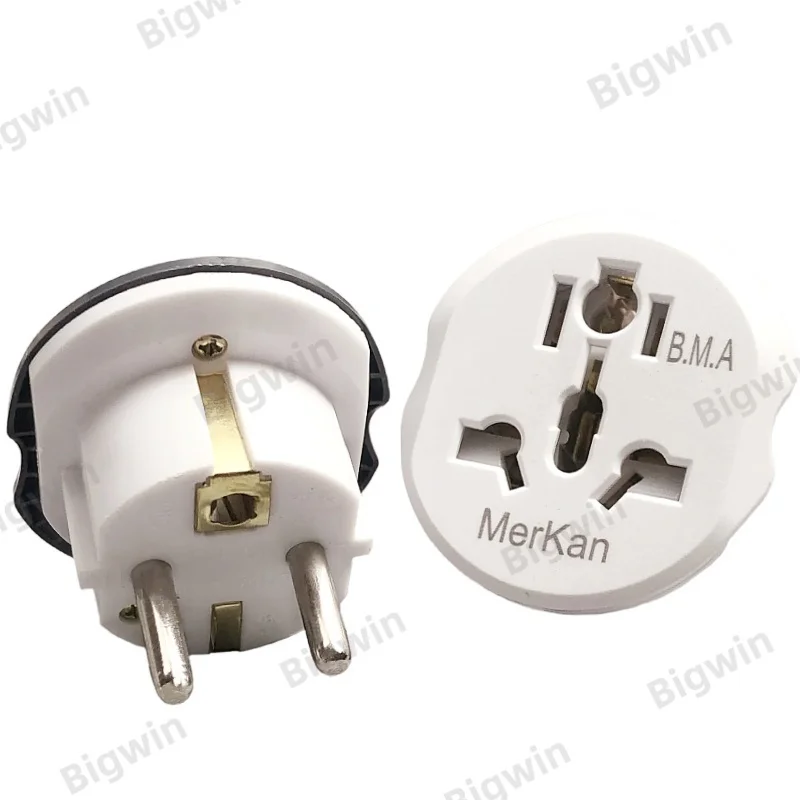 International Multi-function Socket to EU Schuko Type F Plug Adapter Universal Travel Adaptor Europe Grounded 2 Round Pin Power