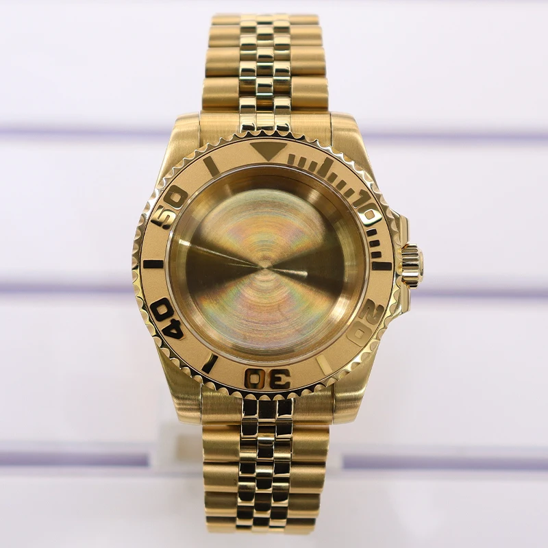 

40mm Gold PVD Watch Case Set Sapphire Glass For Nh35 Nh36 GMT Nh34 Nh70/2824/8215 Movement Nh35 Cases 20mm Bracelet Slide Buckle