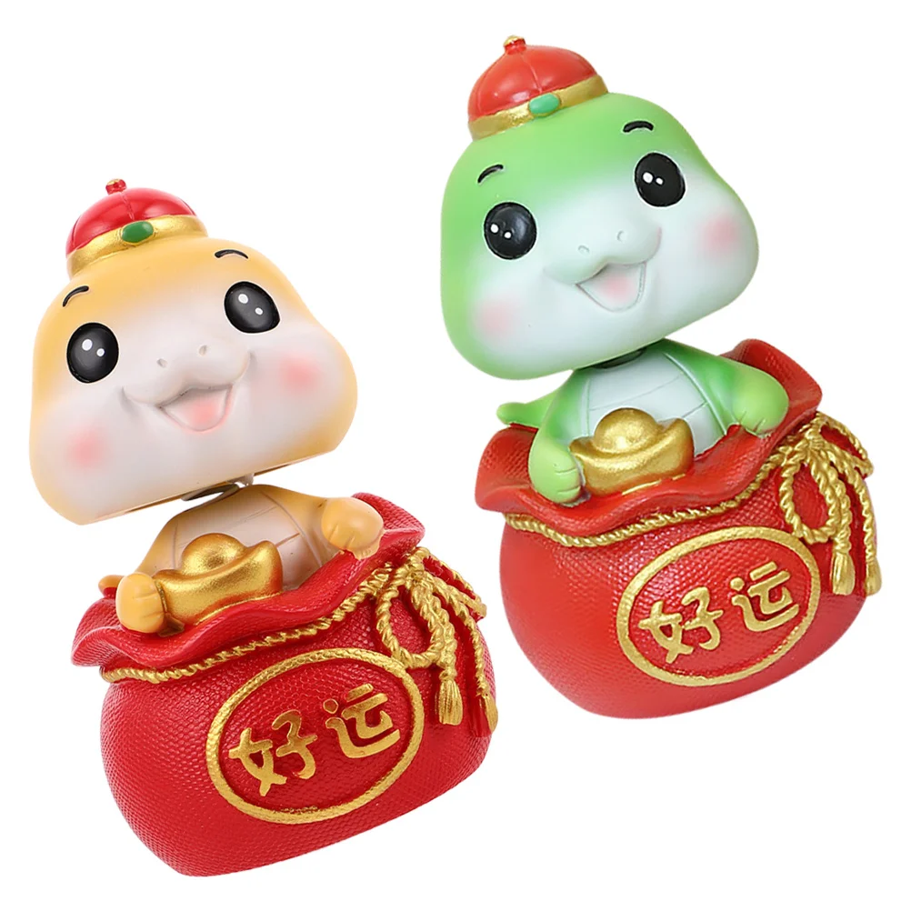 

2pcs Cute Snake Bobblehead Car Decor Mini Resin Desktop Ornament Cartoon Vehicle Home Gift Resin Snake Decoration Farmhouse