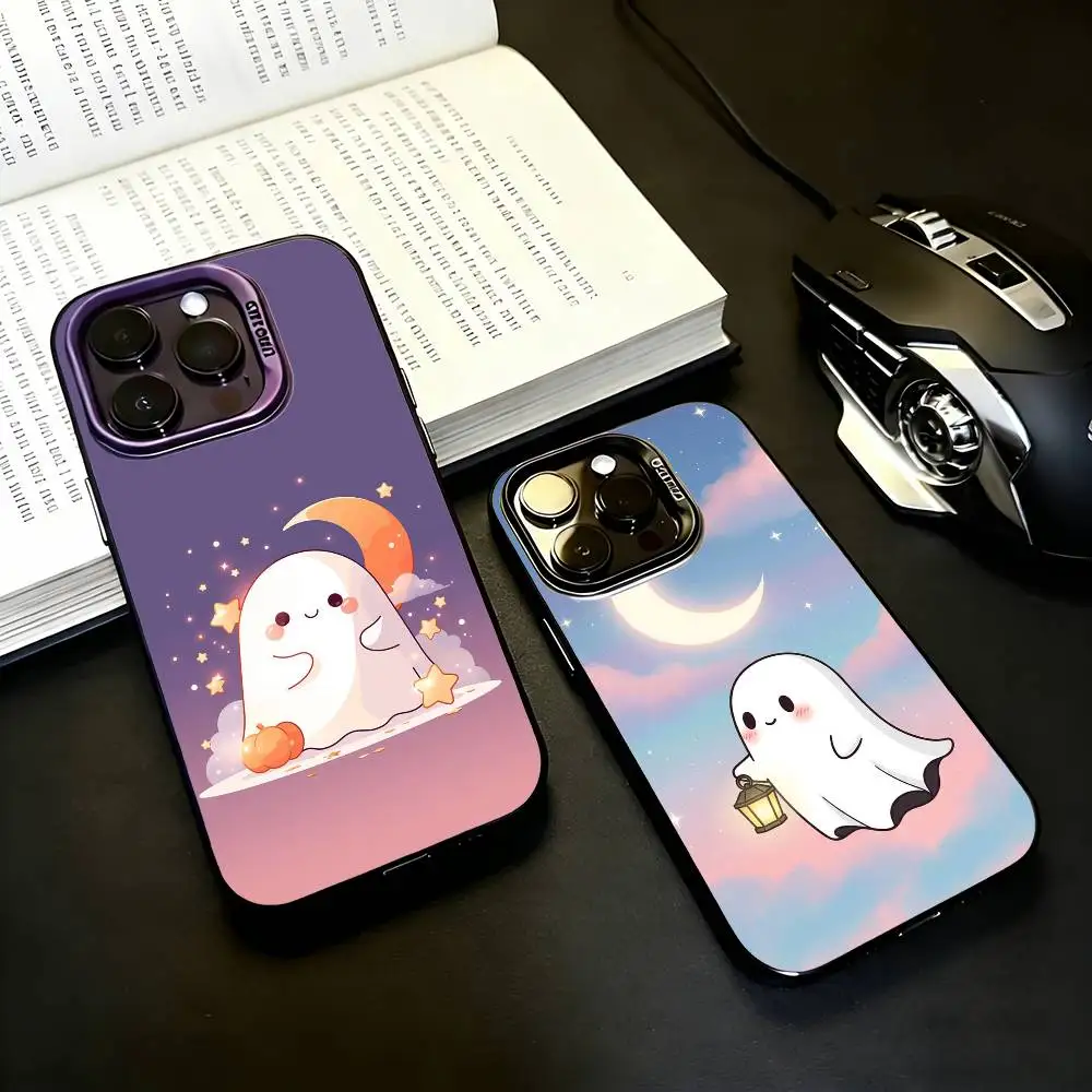 

C-Cute Ghost Halloween Black Candy silver phone case Phone Case For iPhone17,16,15,14,13,12,11 Plus,Pro Max