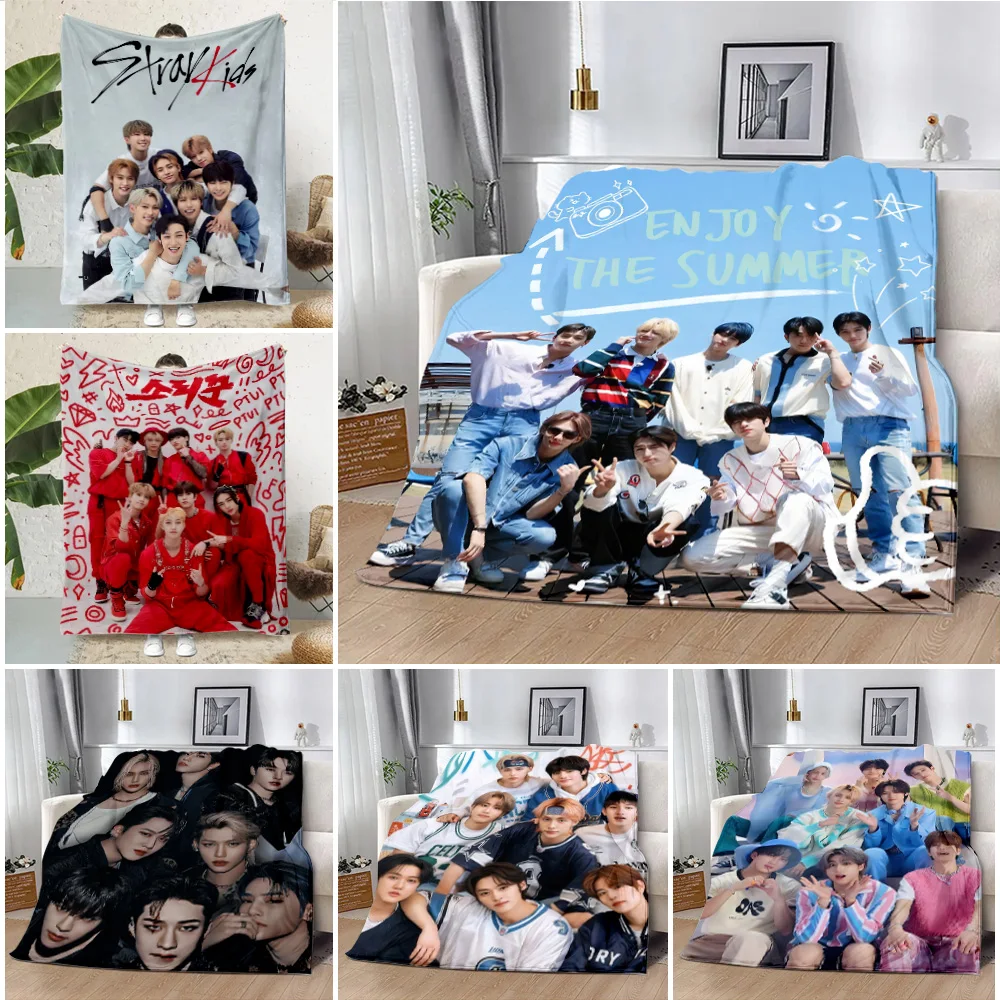 Printed Blanket Picnic Blankets Warm Blanket Soft and Comfortable Home New K-KPOP Boys StrayS K-Kids Travel Birthday Gift