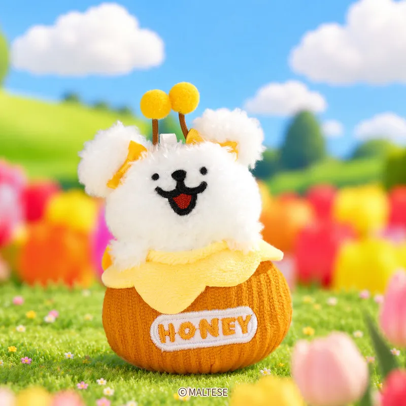 Genuine Maltese Plush Dog Fridge Magnet  Bee Design Hanging Ornament Cute Magnetic Decor For Home Kitchen Refrigerator Gift