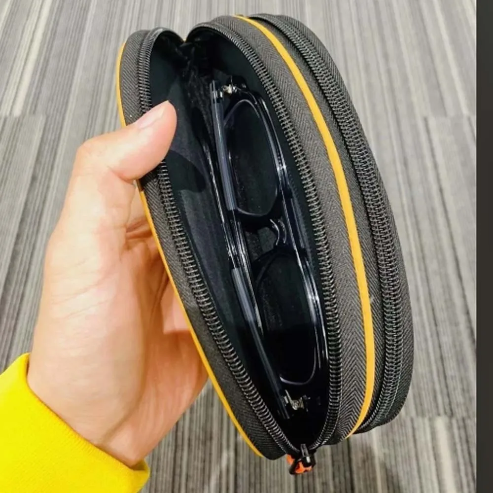 Organizador de óculos de dupla camada portátil pano grande capacidade saco de armazenamento de óculos anti-perdido com chaveiro