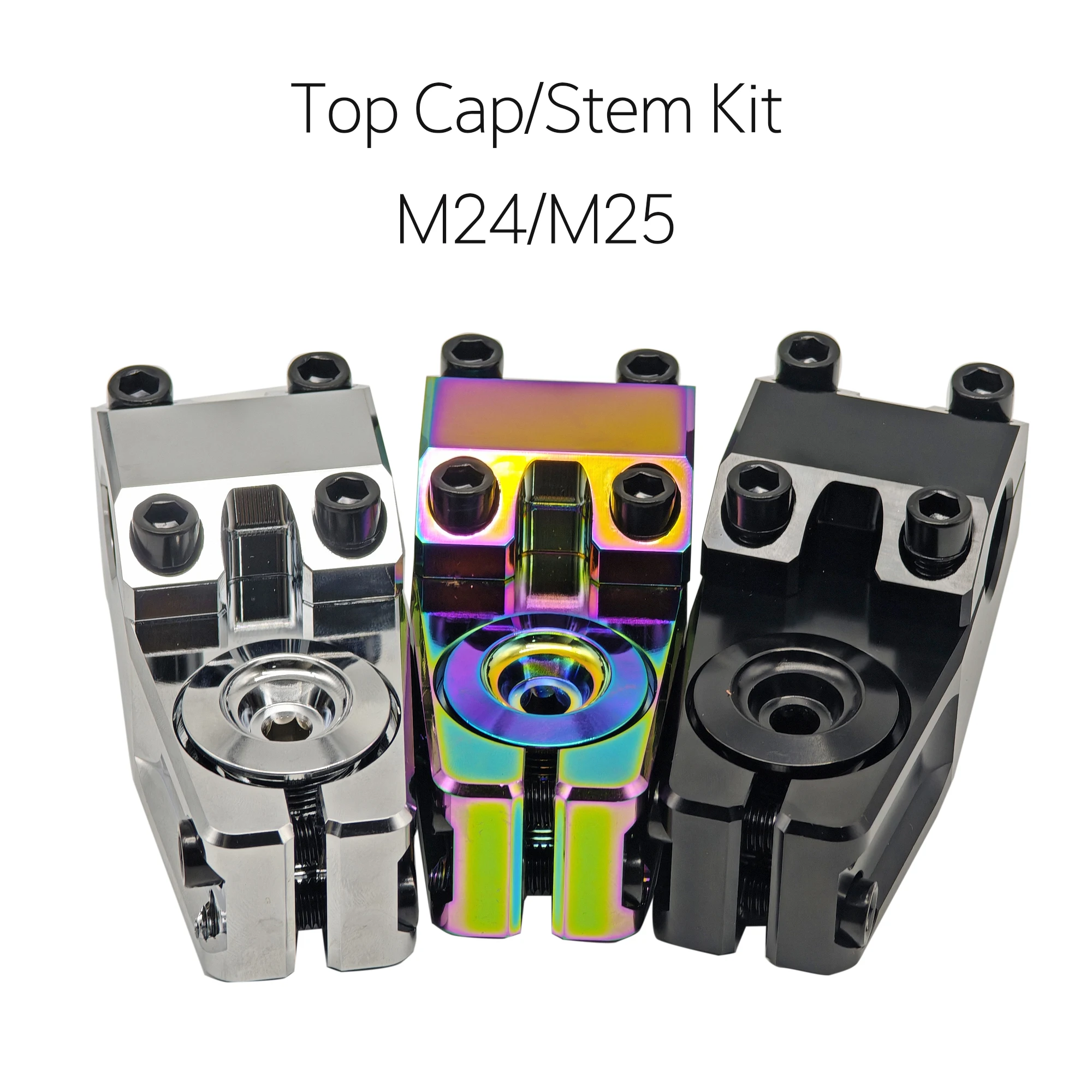 

Internal-Thread Aluminum Fork Top Cap & CNC Colorful Stem Kit for BMX Freestyle Bikes | M24 & M25 Sizes