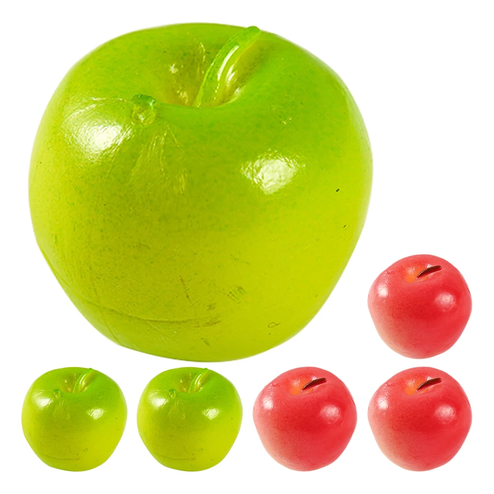 6 Pcs Mini Apple Toys Harvest Desktop Ornament Decorate Miniatures Pvc Apples Fake