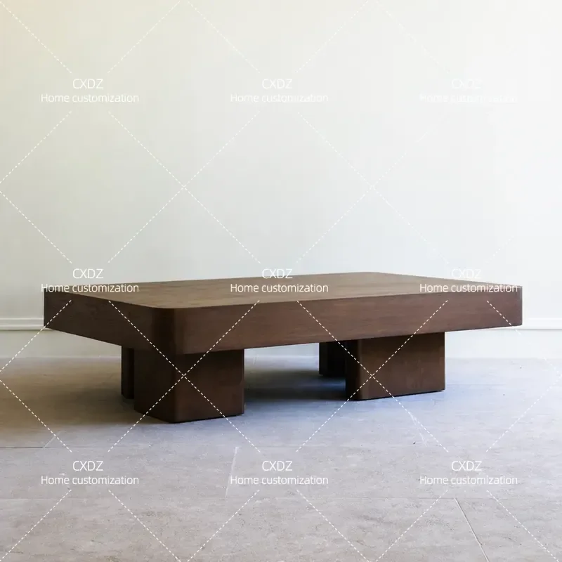 Medieval Style Solid Wood Coffee Table Simple Living Room Model Room Retro Personality Balcony Casual Tea Table