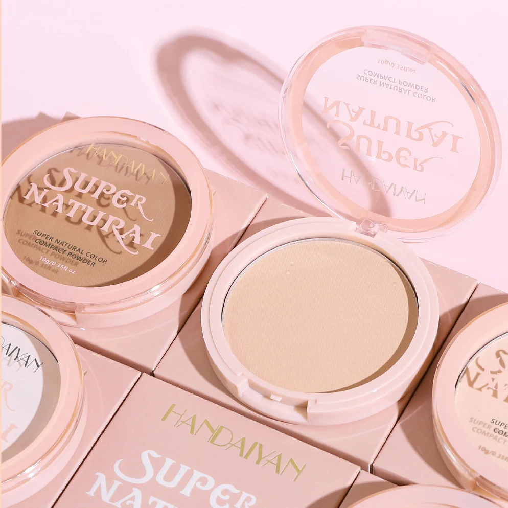 Matte Face Pressed Powder 24 Hours Oil Control Natural Setting Powder Foundation Full Coverage Waterproof Lasting Makeup