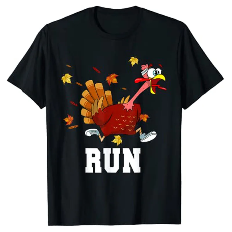 Turkey Run Costume Thanksgiving Running Turkey Trot T-Shirt Cute Boys Men Clothing Thankful Day Novelty Gift Graphic Tee Tops