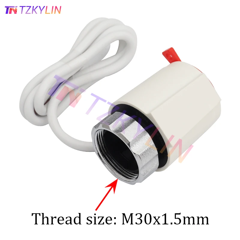 24V DC Normally Closed NC M30x1.5mm Electric Thermal Actuator for Underfloor Heating TRV Thermostatic Radiator Valve view 2