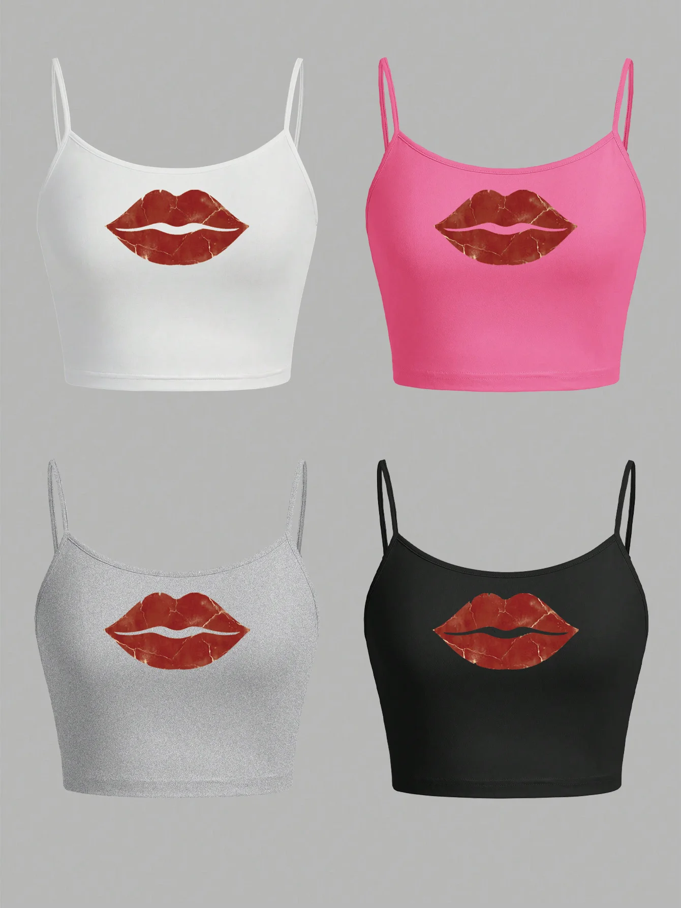 4 pieces Women's sexy summer print vest Tank tops  adjustable comfortable vest soft girl 's Ladies  Cropped Vest  Crop tops