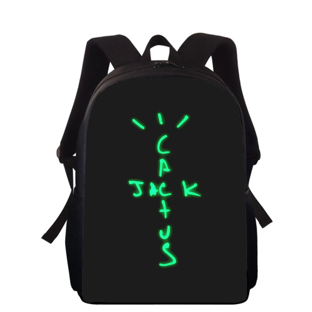 Sacos de escola primária para meninos e meninas, estudantes escola sacos de livros, impressão 3D, cacto Jack carta e palavra impressão, 16 in