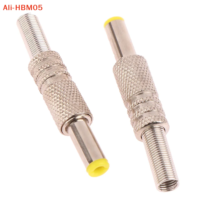 (HB05)2Pcs 5.5x2.5mm DC Power Jack Male Plug Metal Connector Adapter With Yellow Head Adapter Connector Plug