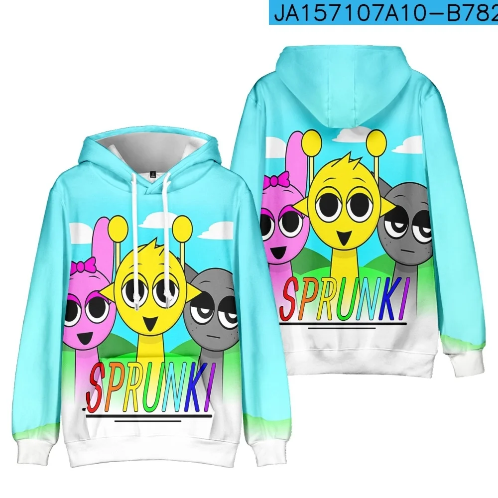 

2024 Sprunki 3D Printed Hooded Sweatshirt Creative Comfortable And Leisurely Cartoon Game Peripheral Clothing Children's Gifts