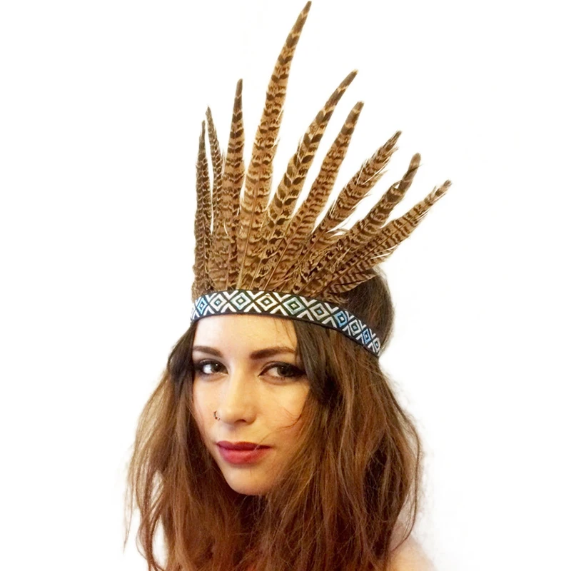 Feather Hair Band Tiara Bohemian Indian Gypsy Dance Show Headband Accessories National Style