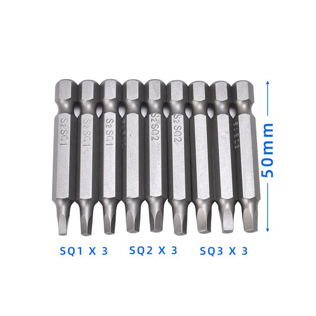 18PC Square Hex Wrench Drill Bits Set Screwdriver Bit Set,1.97inch Long Quick Release Shanks Magnetic Square Drive