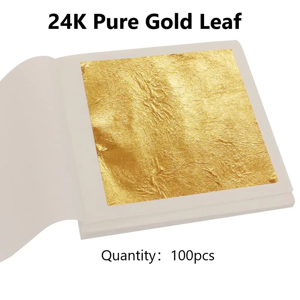 24K Gold Foil Gold Leaf Sheets for Cake Decoration Steak Real Gold Paper Gold Flake Cooking Drink Food Dessert Gold Leaf