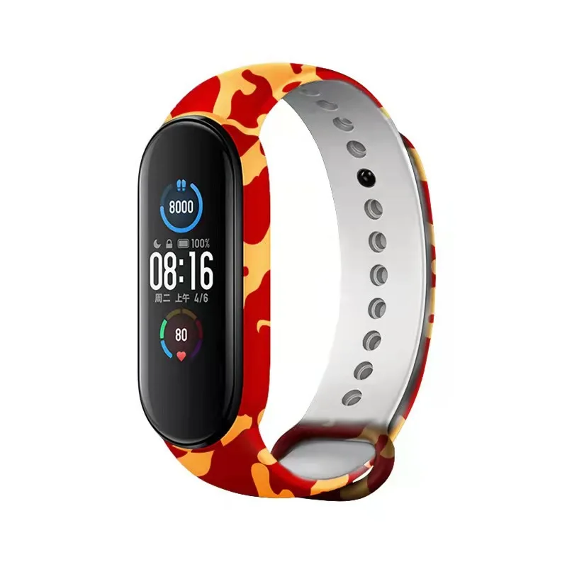 Print Strap for Xiaomi Mi Band 6 bracelet Sport silicone wristband Xiaomi Miband 3 4 5 wriststrap correa Mi band 5 6 4 7 strap