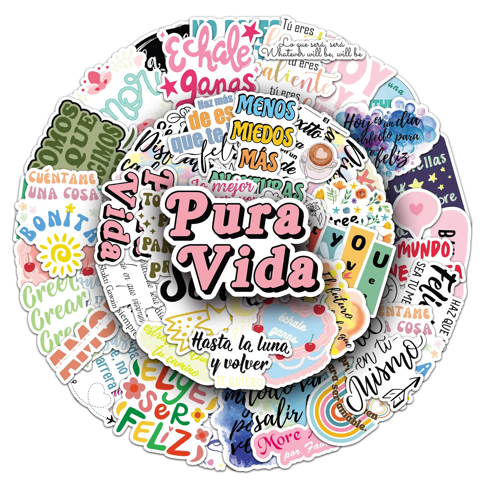 10/50 قطعة كلمة تحفيزية إسبانية عبارة الكتابة على الجدران ملصقات شخصية الإبداعية DIY بها بنفسك كوب ماء سجل القصاصات المحمول الأمتعة الغيتار