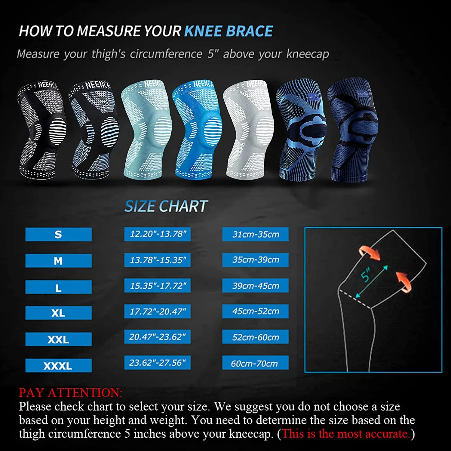 NEENCA Knee Brace Support with Side Stabilizers Patella Gel Knee Compression Sleeve for Knee Pain Meniscus Tear Injury Recovery