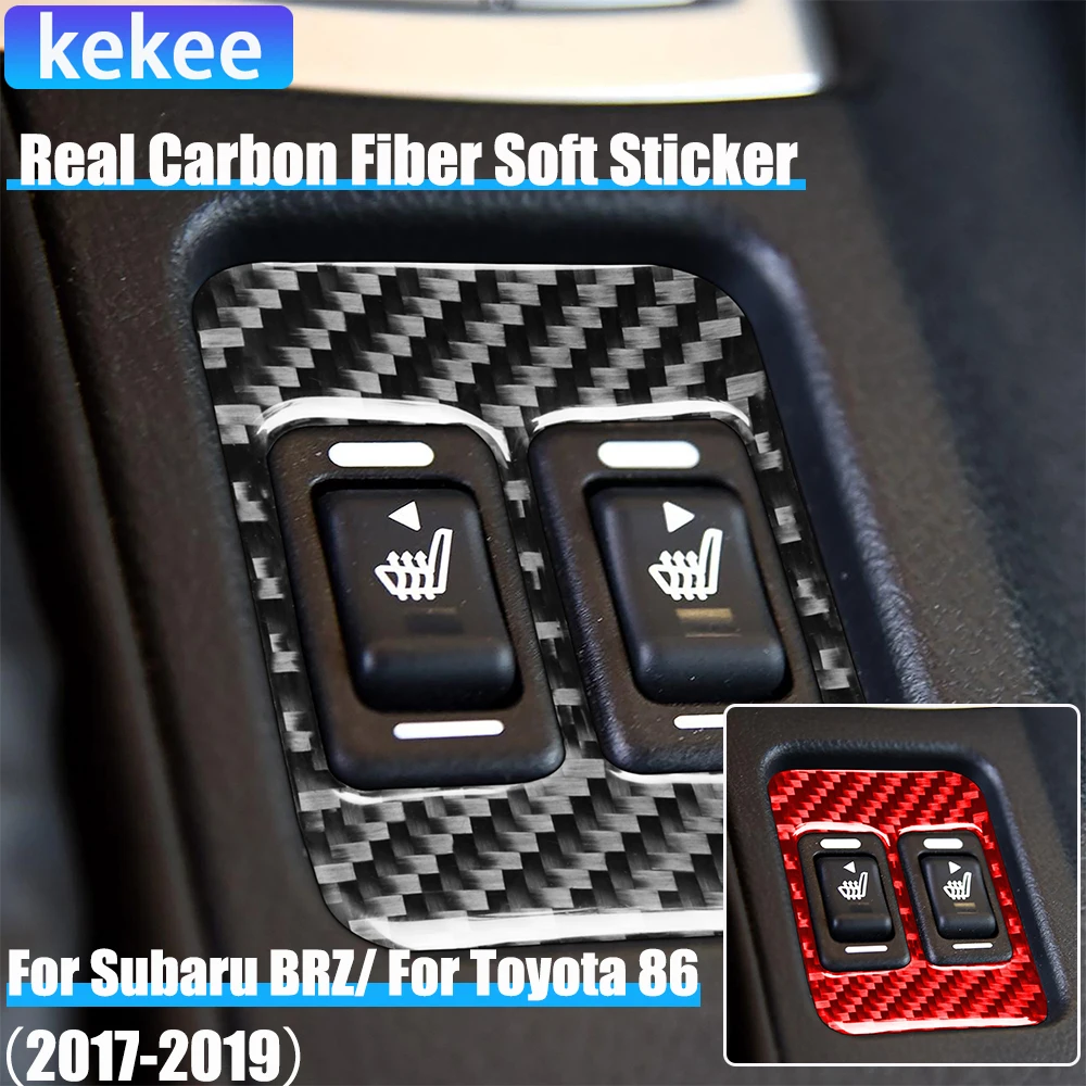 Real Carbon Fiber Car Accessories Seat Heating Switch Panel Cover Soft Sticker For Subaru BRZ Toyota 86 GT86 2017 2018 2019