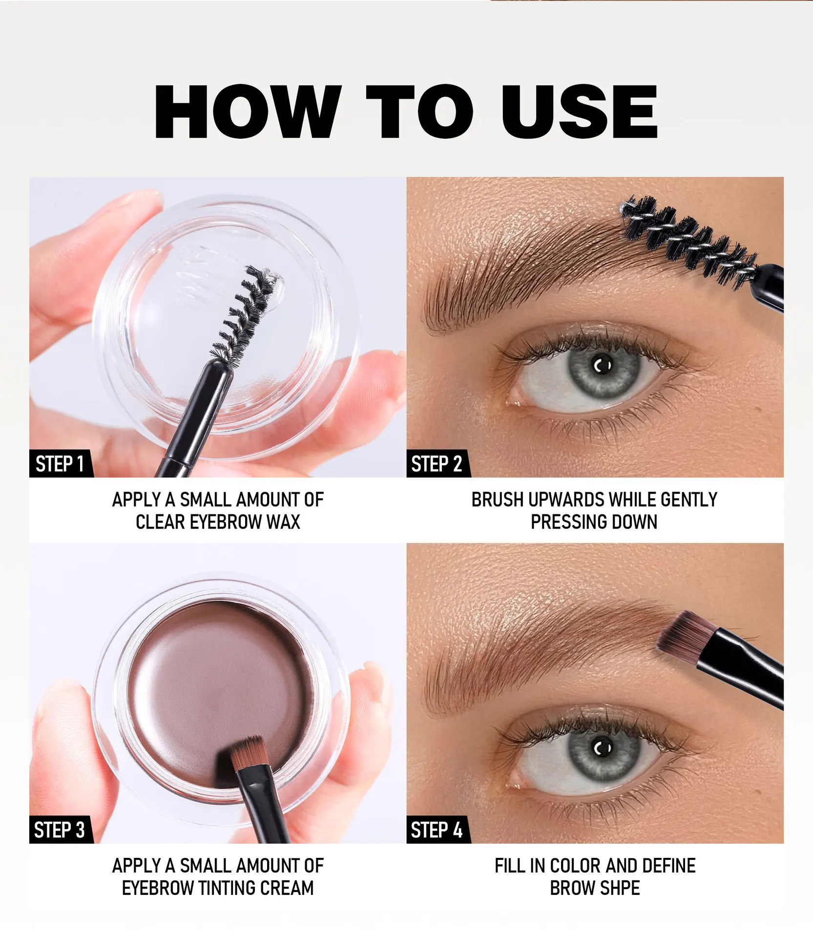 8-kleuren 2-in-1 Vaste Type Wenkbrauw Wax en Gel Crème Waterdichte Langdurige Wenkbrauw Gel Make-up Gemakkelijk te Gebruiken Als Vrouwen Gift