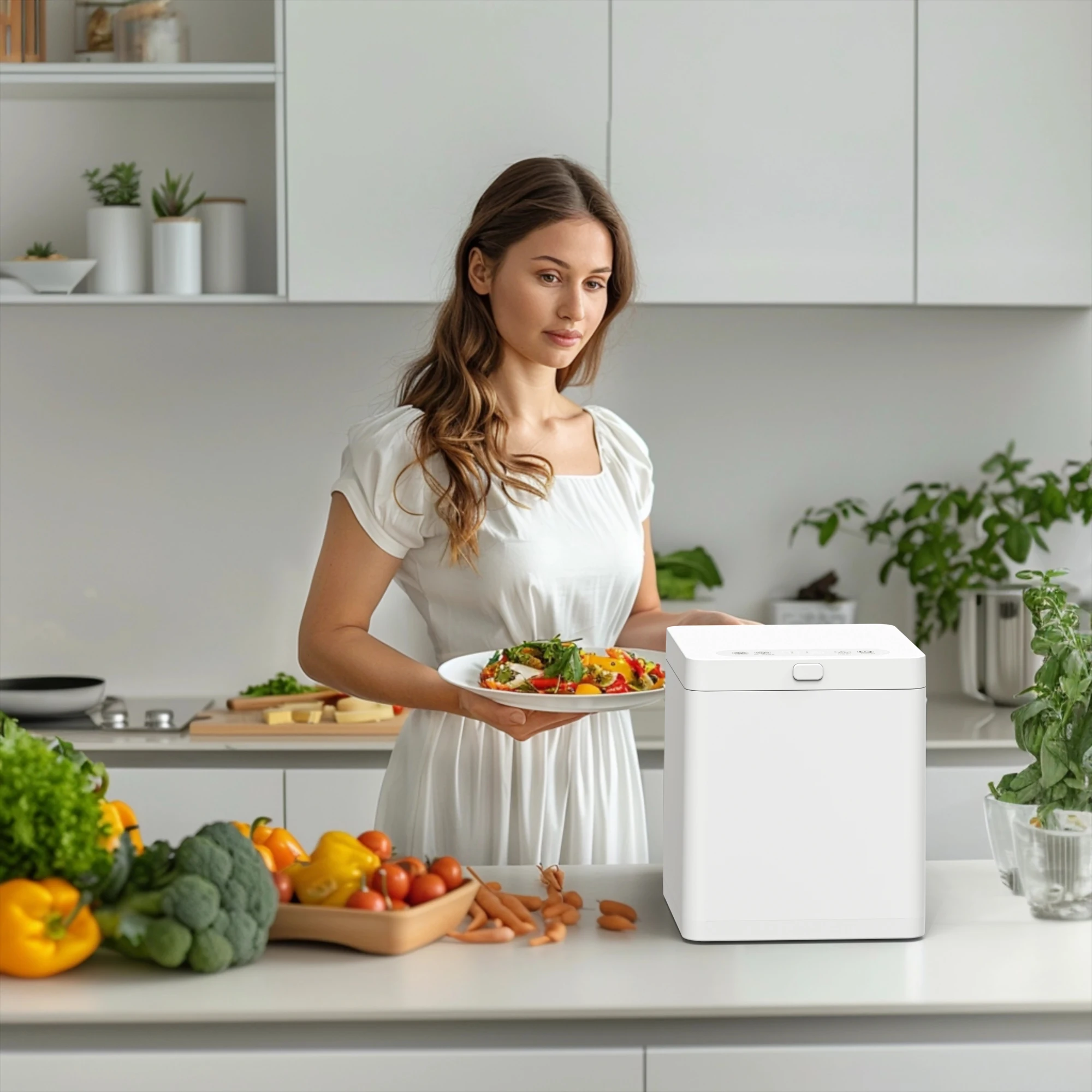 

Fully Automatic Stainless Steel Electric Kitchen Composter Recycling Machine Organic Food Waste Disposal Use Batch