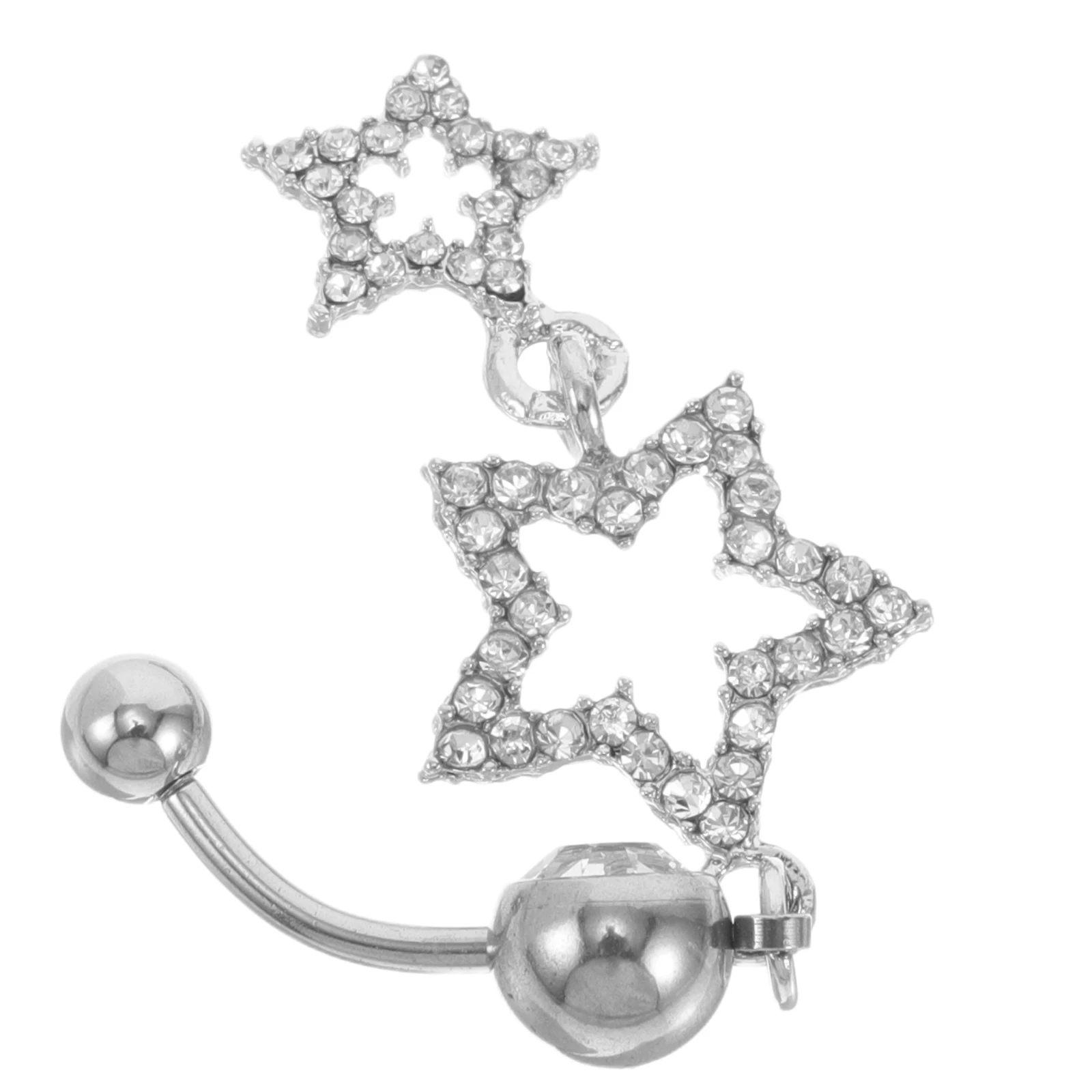 1Pcs Unique Rhinestone Belly Button Ring Layered Star Navel Jewelry Body Piercing For Women