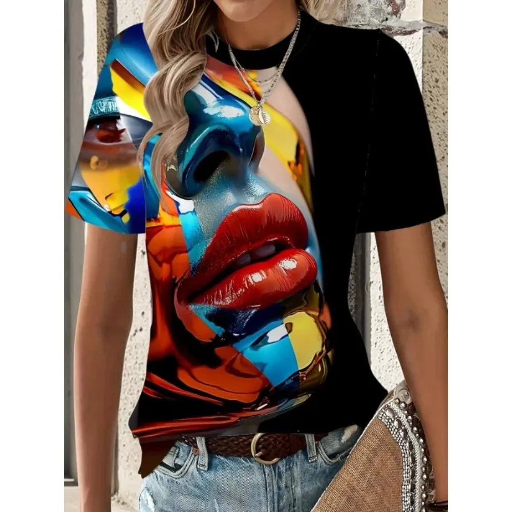

Футболка с короткими рукавами с 3D принтом, женская футболка с круглым вырезом и принтом аниме, летняя литературная свободная женская повседневная футболка с короткими рукавами