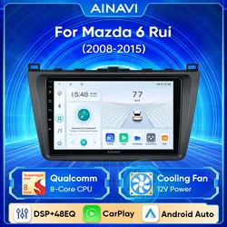 Ainavi Android 13 для Mazda 6 II GH 2008-2015 Android автомобильное радио, мультимедийный видеоплеер, Carplay навигация GPS No 2din 2 din dvd