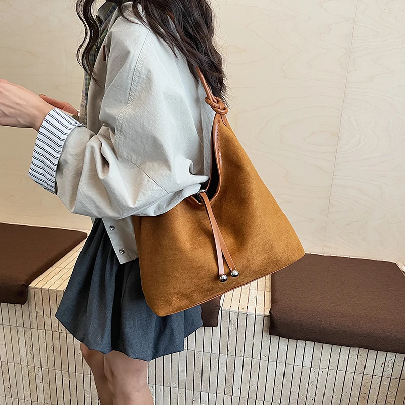 

Suede Tote Bag for Women Large Capacity Faux Suede Shoulder Bag Women Suede Shoulder Bag for Shopping Schools Trips