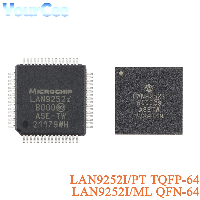 LAN9252I /PT TQFP-64 /ML QFN-64 2/3-Port EtherCAT Device Controller Chip IC Chip SMD