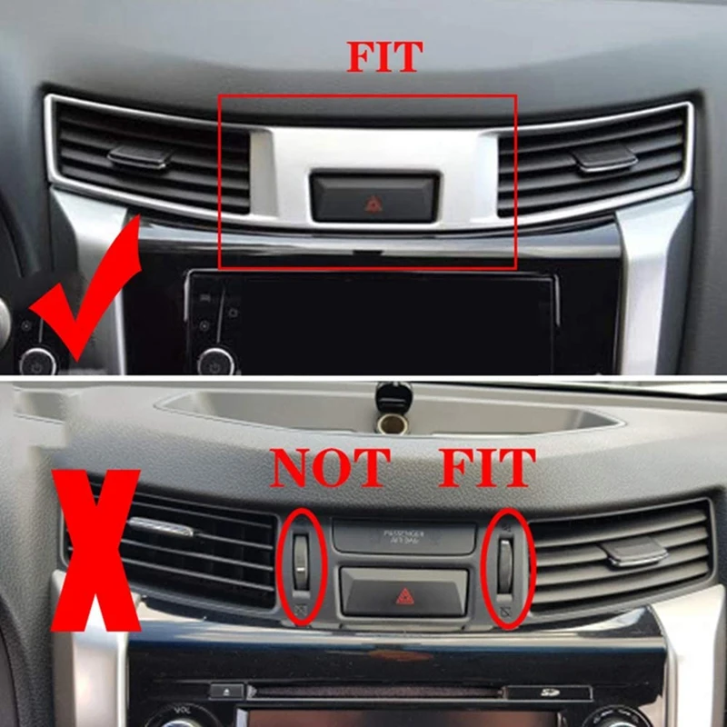 Car Central Control Air Conditioning Outlet Vent Frame Cover Trim Sticker For Nissan Navara NP300 2016-2021