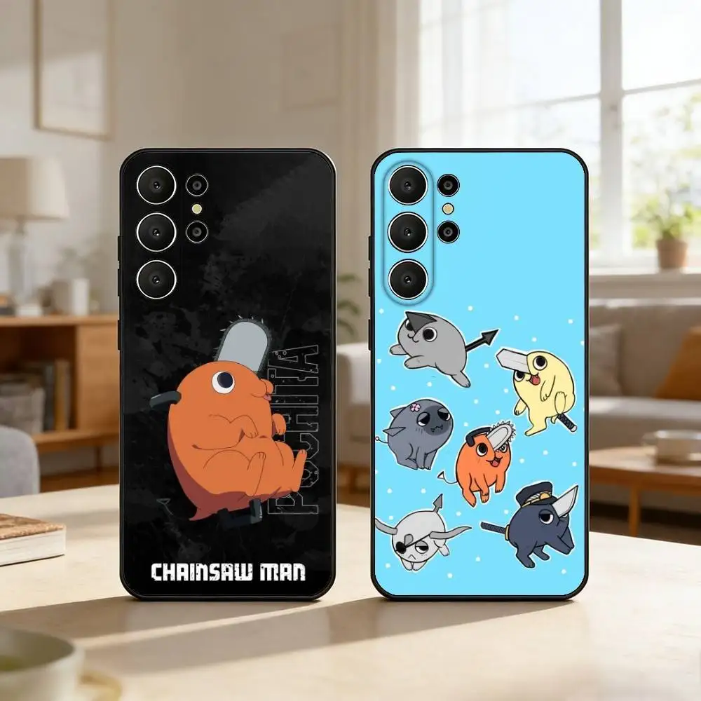 C-Chainsaw M-Man Pochita Phone Case For Samsung S26,S25,S24,S21,S22,S23,S30,Ultra,S20,FE,Lite,10,9,Black Cover