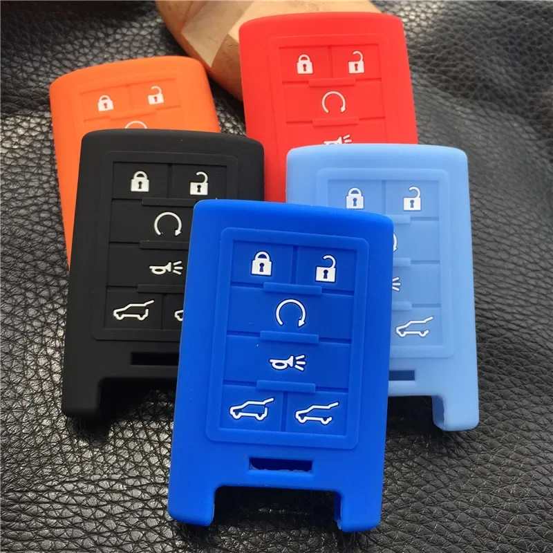 silicone rubber key cover case shell for Cadillac CTS ATS 28T CTS-V coupe SRX Escalade keys 6 buttons key case