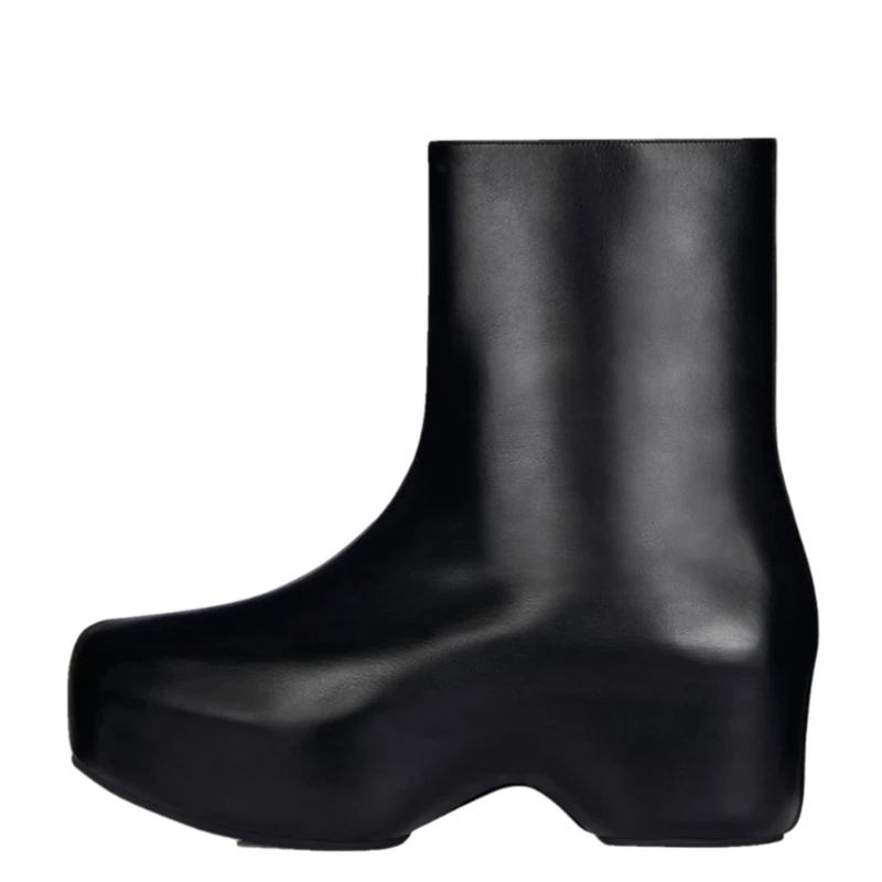 Fashion Ankle High Rain Boots Elastic Upper Thick Platform Anti-skid New Women\'s Short Boots Round Toe Side Zipper Woman\'s Shoes