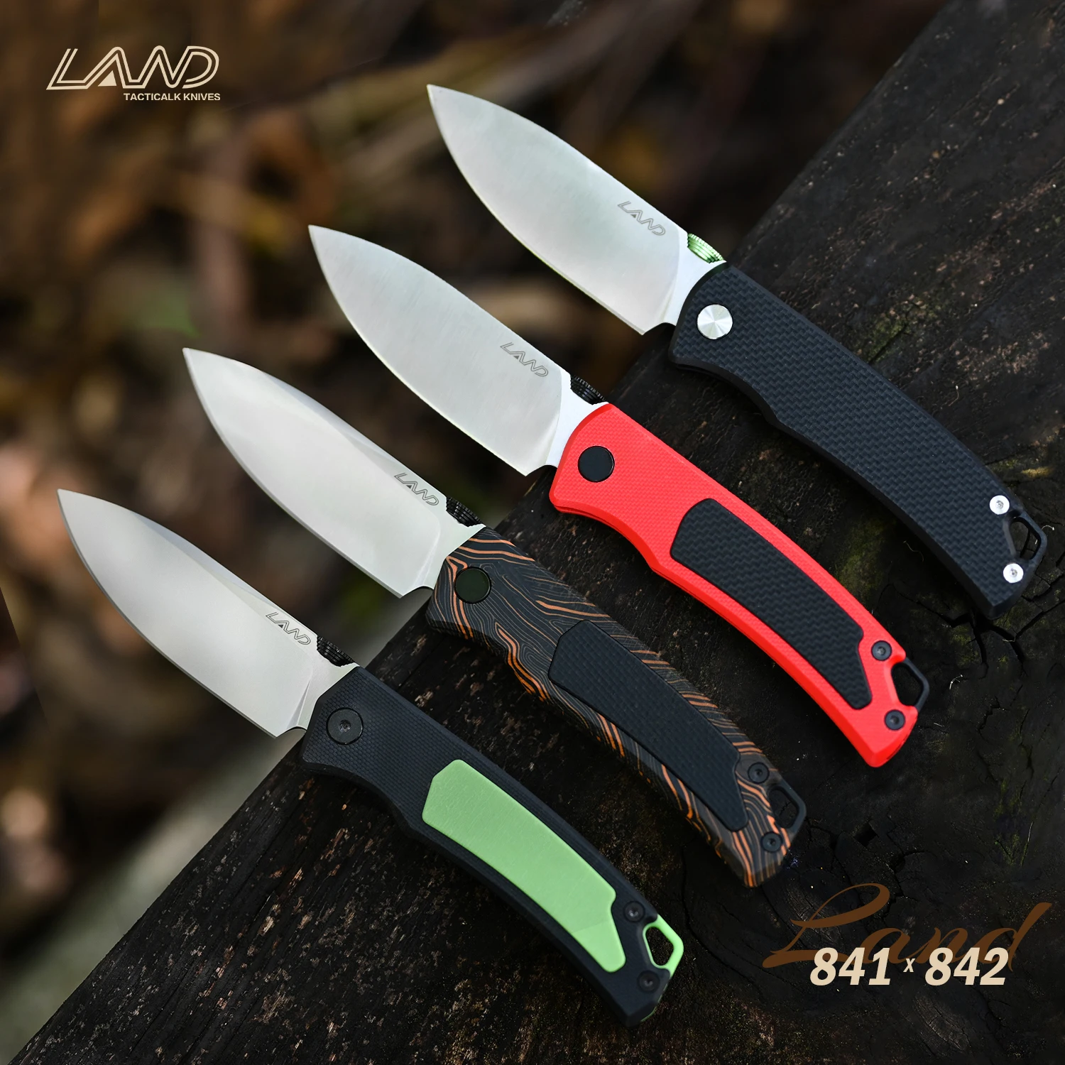 Land-mini faca dobrável com lâmina vg10, para camping ao ar livre, sobrevivência, tático, caça, multiferramenta, 842