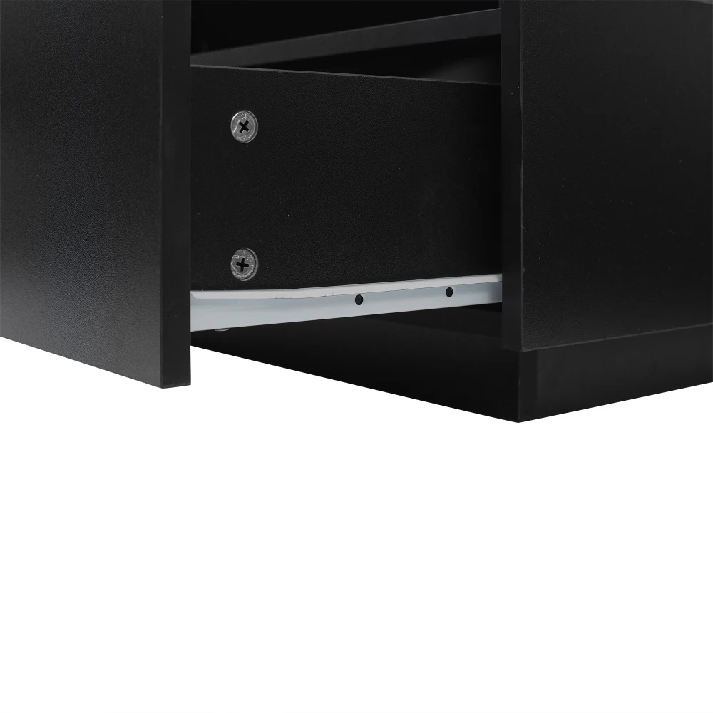 70 x 70 x 41 cm großer moderner Hochglanz-LED-Couchtisch mit 2 Schubladen und transparentem Präsentationsbereich, belastbar bis zu 30 kg – Detail 22