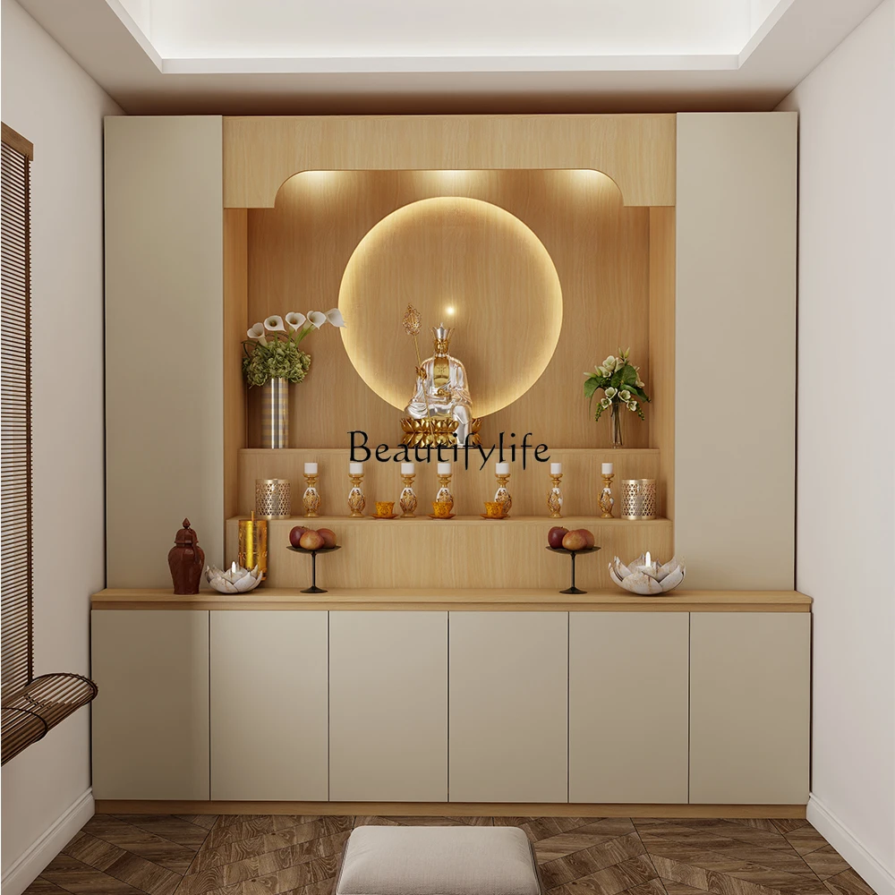 

New Chinese-style household shrine stand cabinet Guanyin Bodhisattva God of Wealth offering table altar cabinet