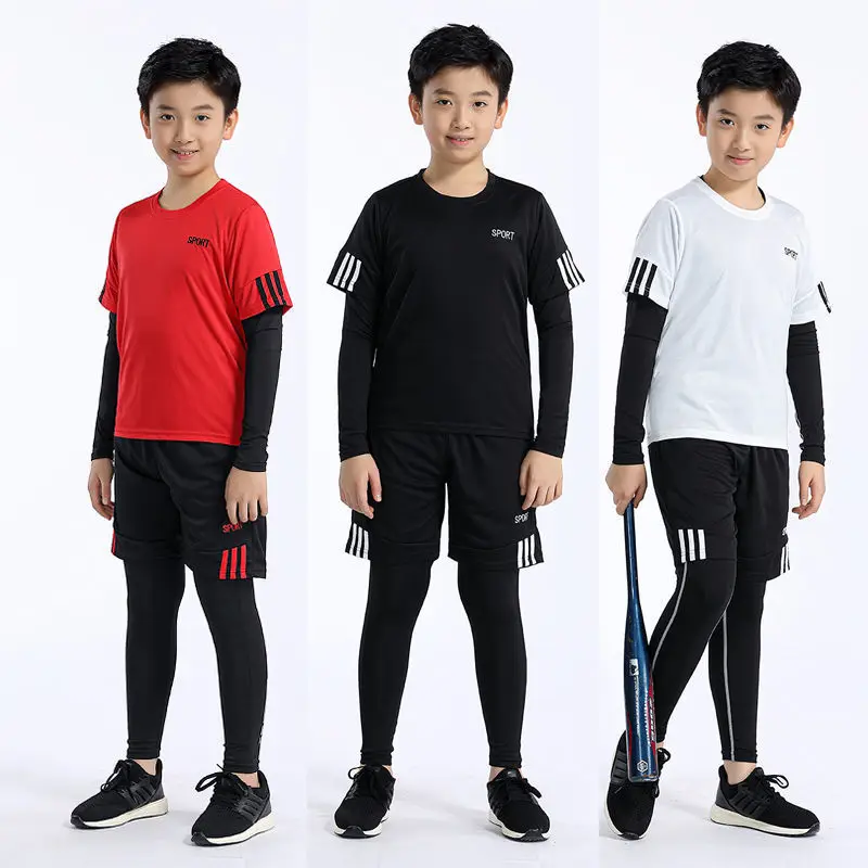 Children's sports tight fitting training suit basketball and football base suit yoga dance performance group gymnastics