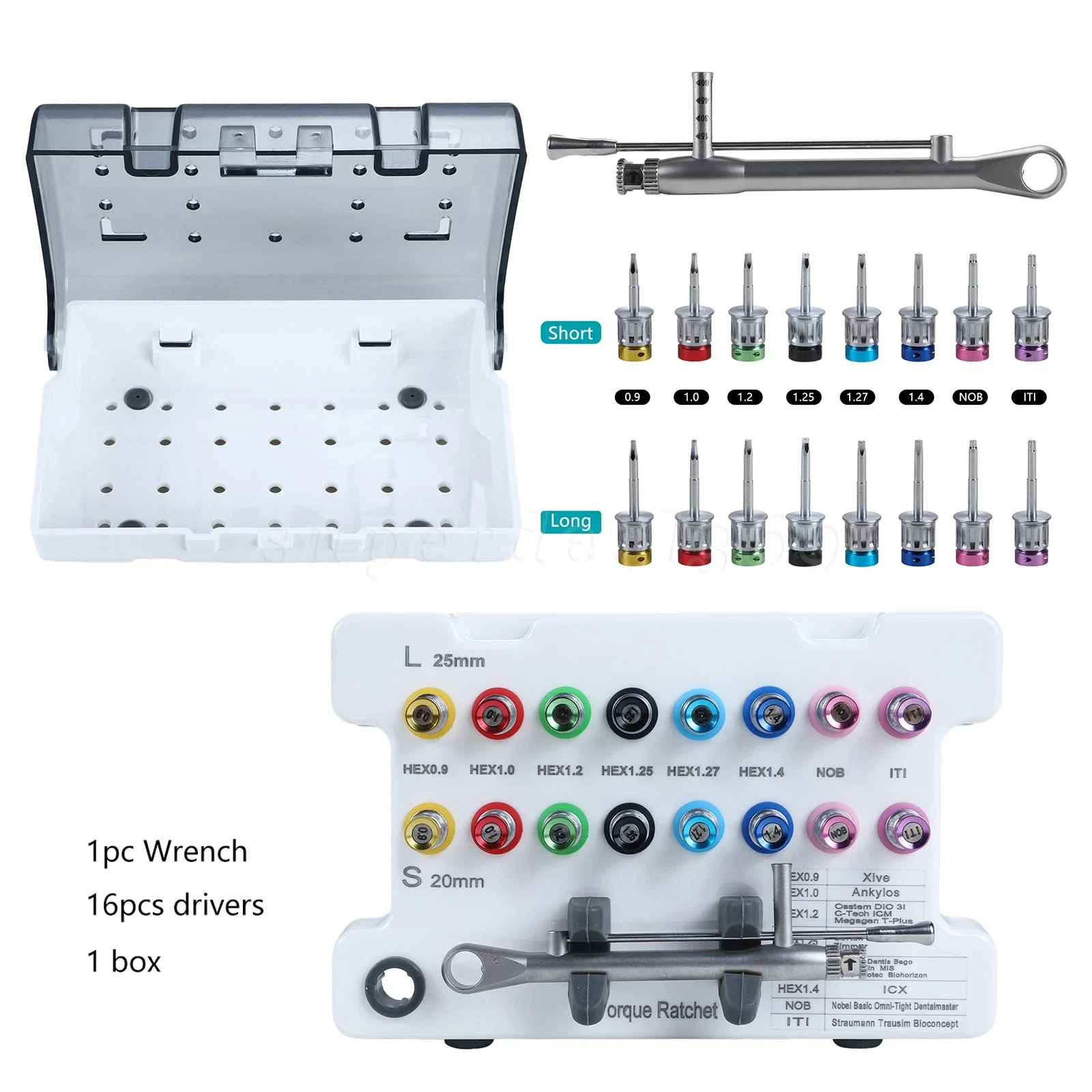 

Dental Universal Implant Prosthetic Kit Torque Wrench Screw Drivers Remover