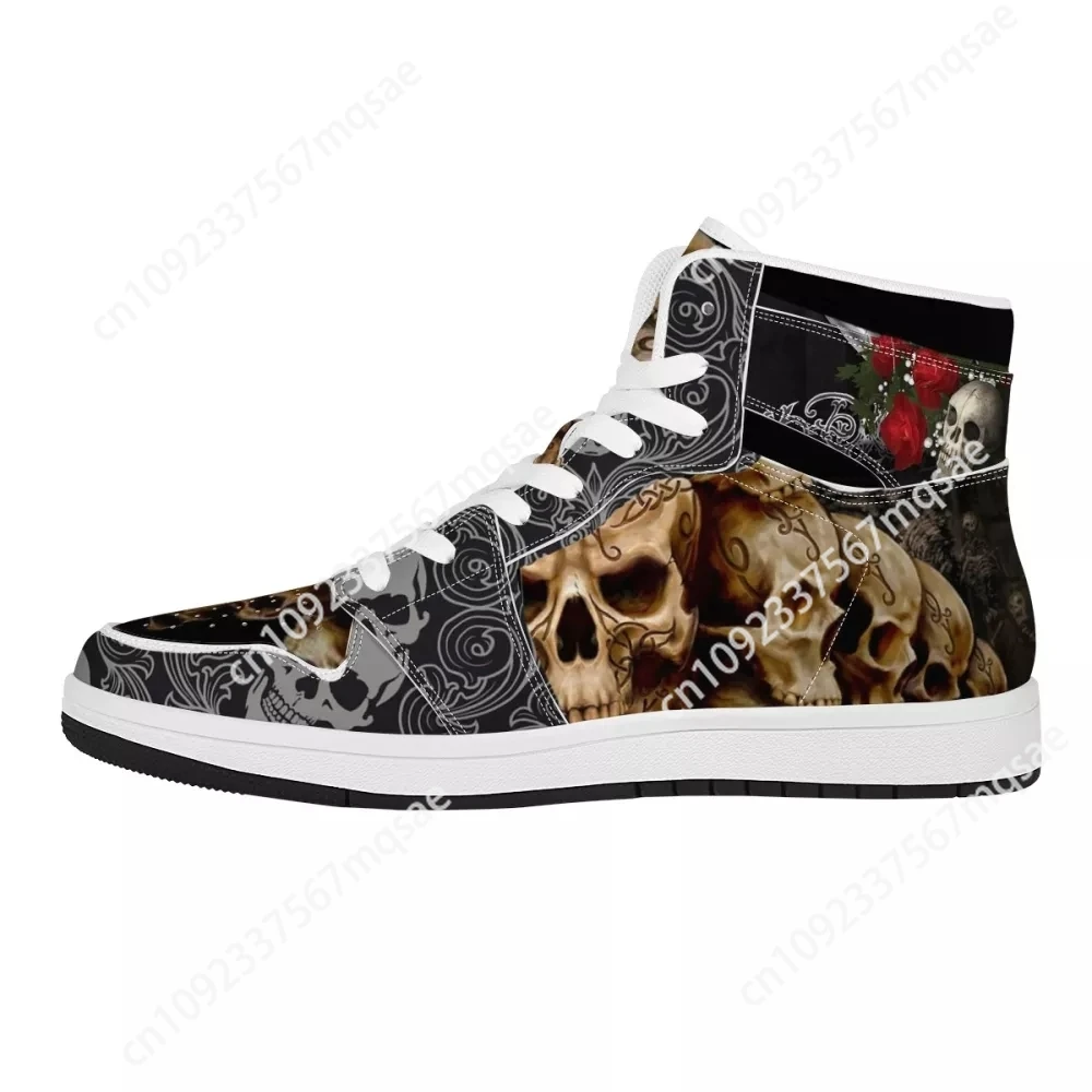 Noisydesigns Gothnic Punk Skull Men Shoes Customized Sneakers Male Basketball Shoes High Top Vulcanized Shoe zapatillas de mujer