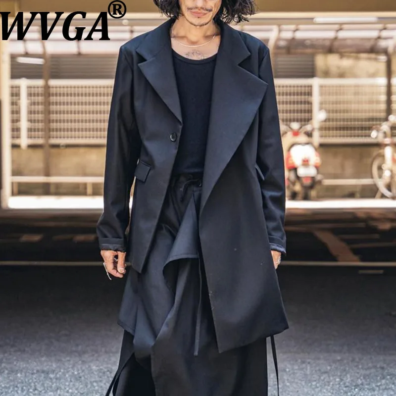 

WVGA осень-зима новый мужской прилив нерегулярные модные плащи средней длины нишевый шикарный повседневный костюм в стиле Ямамото куртка Ins W12980