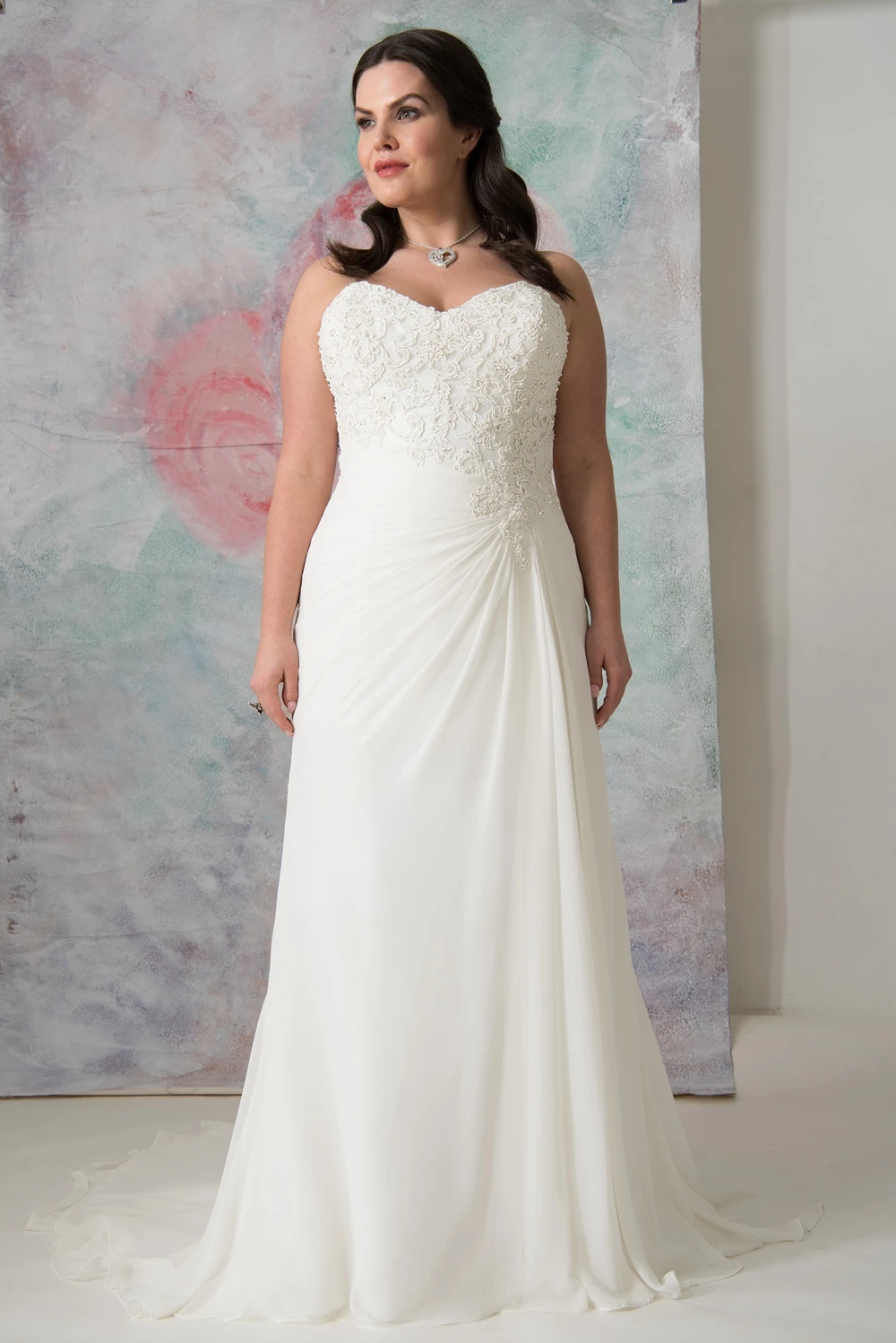 

Simple Wit/Ivoor Chiffon Bruidsjurken Hochzeitskleid Vestidos De Novia Geappliceerd Schede Plus Size Bruid Jurk Op Maat